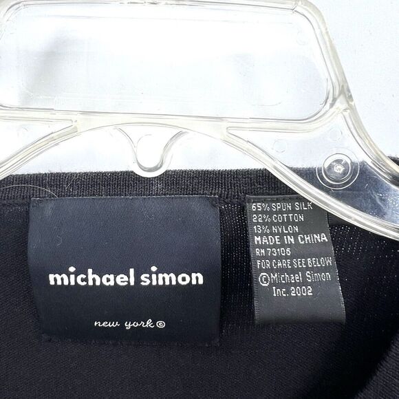 Vintage Michael Simon Black Silk Blend Beaded Medallion Sweater Womens Large - Picture 4 of 5